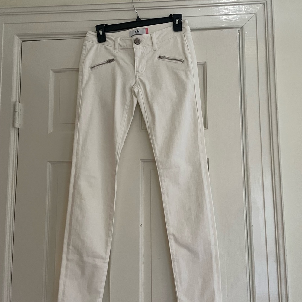 Cabi white zipper jeans size 0